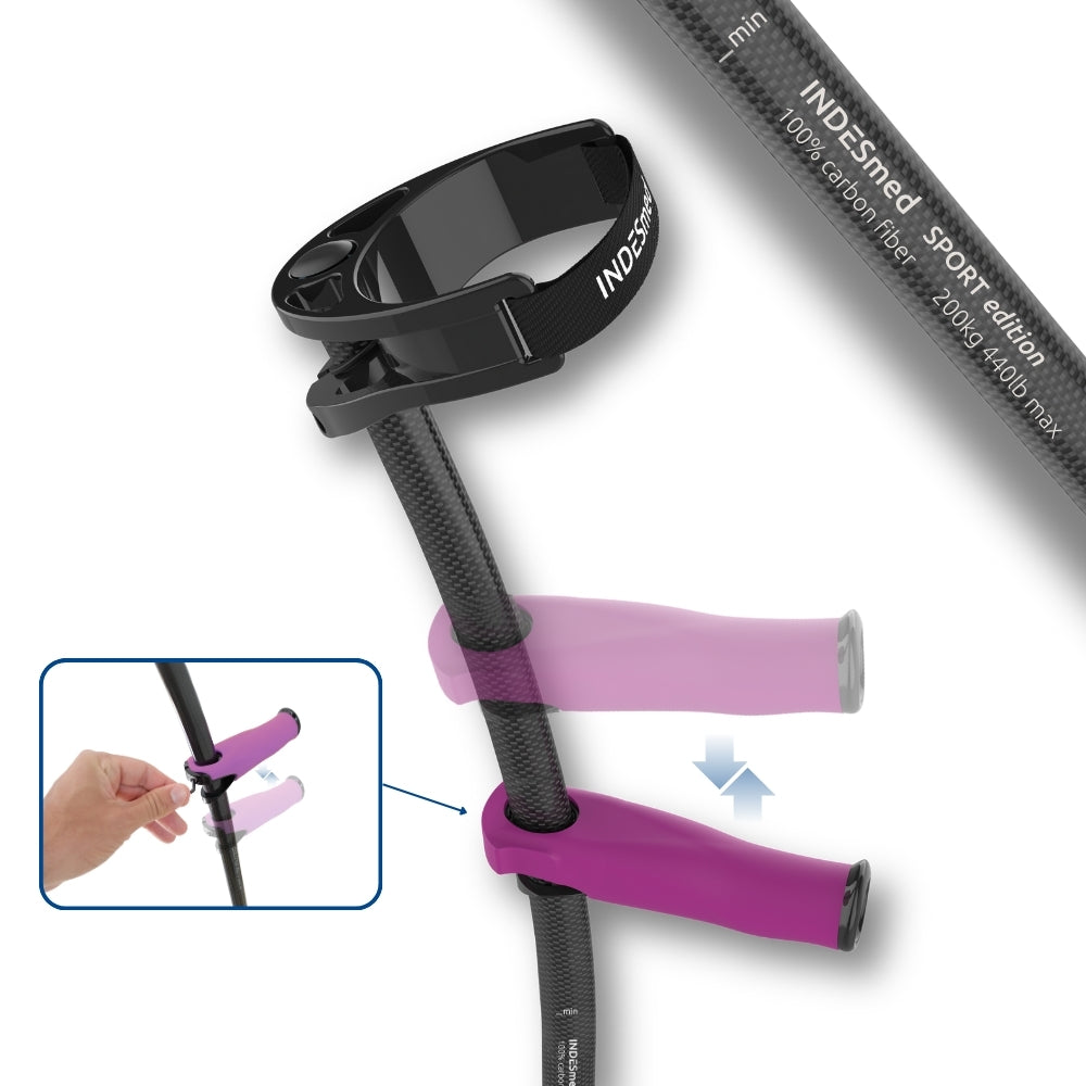 Unterarmgehstütze SPORT Edition Carbon 100% - 3K Twill - 5 Schichten - Offene Manschette